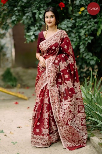 Maroon Mohura Saree